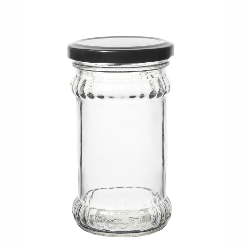 Jars d'emballage en verre de cylindre de 220 ml pour la sauce au chili