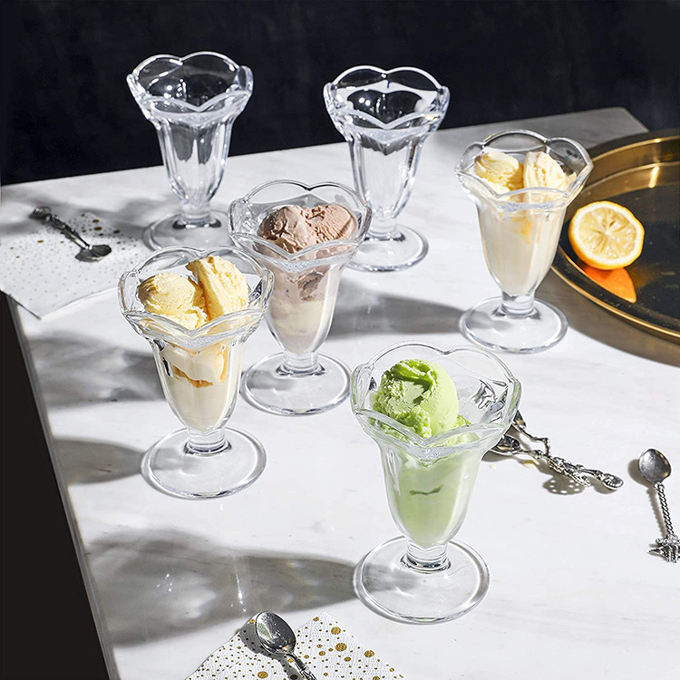 Tasses en verre nordiques 6oz pour l'utilisation de restaurant de lait de jus de crème glacée