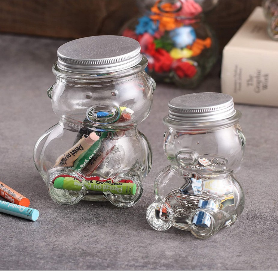 Design Fantaisie Bear Petit Jar en verre de bonbons pour la décoration