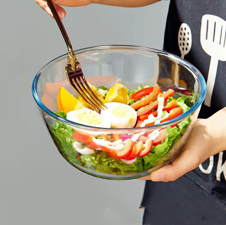 Bol rond en verre transparent pour salade de fruits et légumes