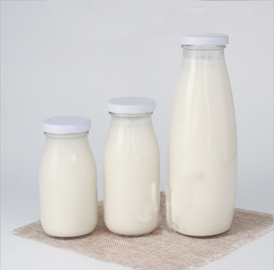 Emballage de lait de boisson de bouteilles de lait en verre rondes de 500 ml