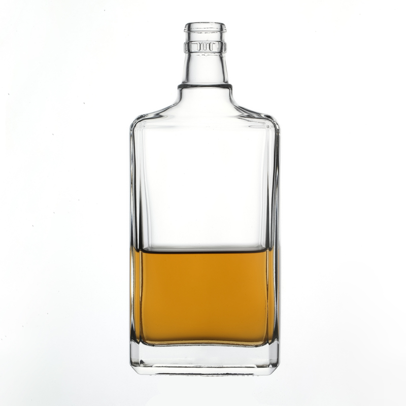 Forme carrée de bouteilles d'alcool en verre vides de cristal de silex 500ml